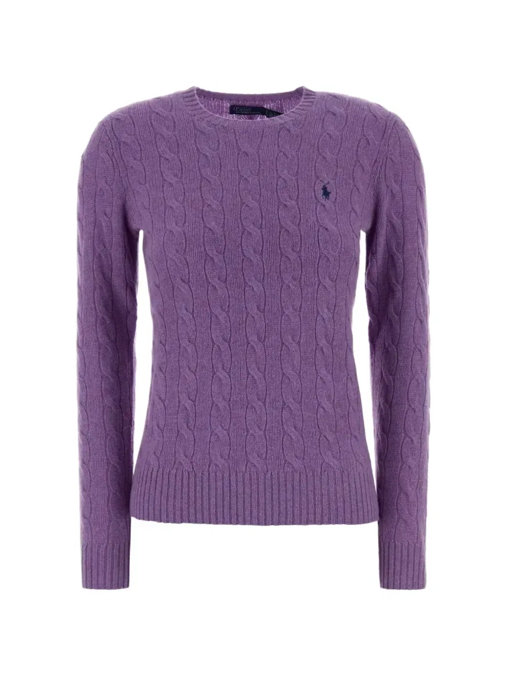 Свитер с вышитым логотипом и вязкой "косы" POLO RALPH LAUREN, фиолетовый