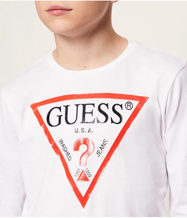Детский лонгслив для мальчиков с длинным рукавом Guess, белый — фото 4