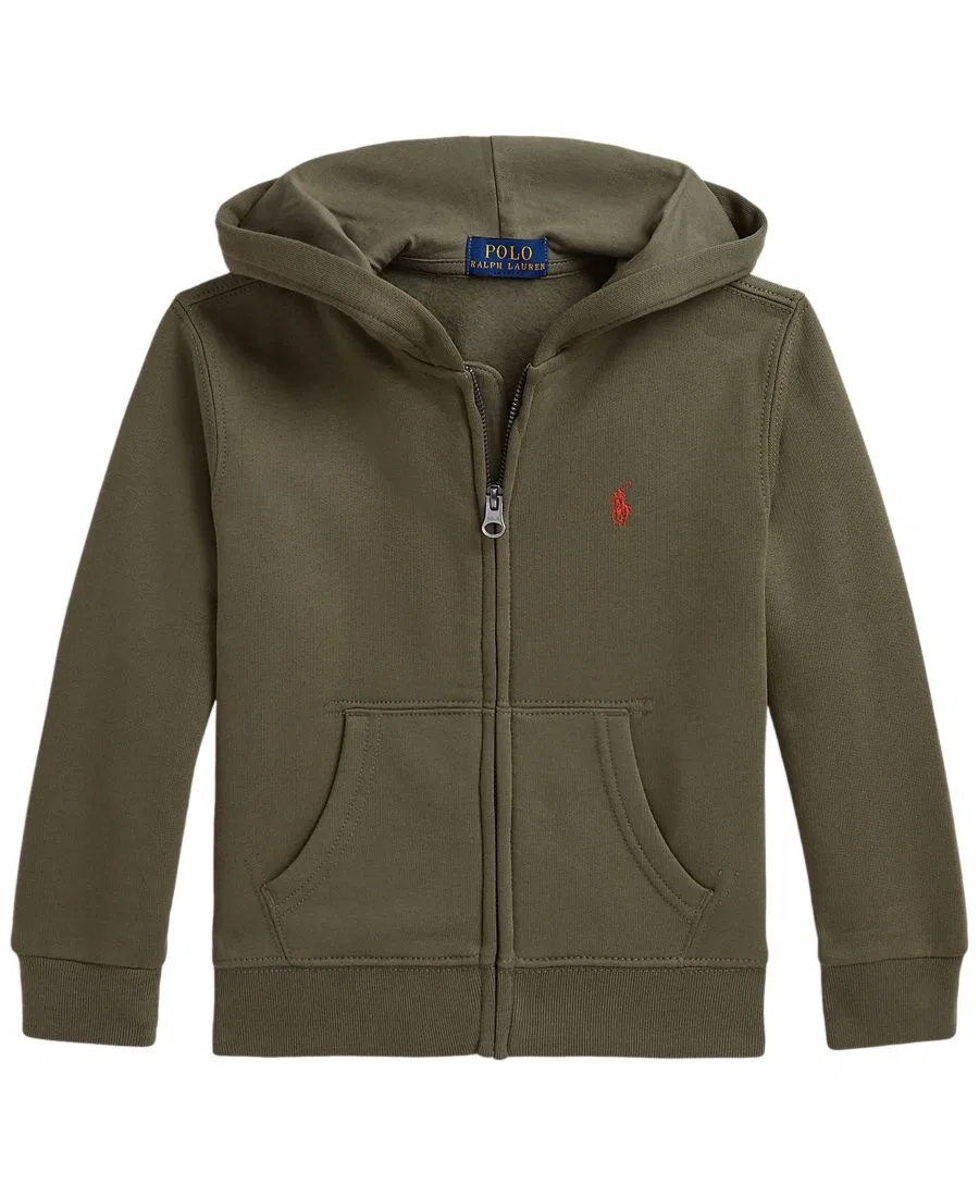 Худи на молнии из футера с капюшоном Polo Ralph Lauren, Cruise Olive