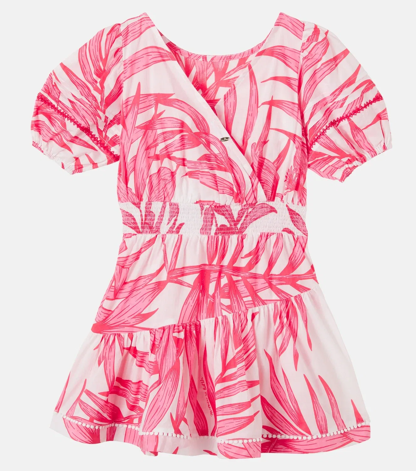 Платье хлопковое с цветочным узором Chantal Poupette St Barth Kids, розовый — фото 3