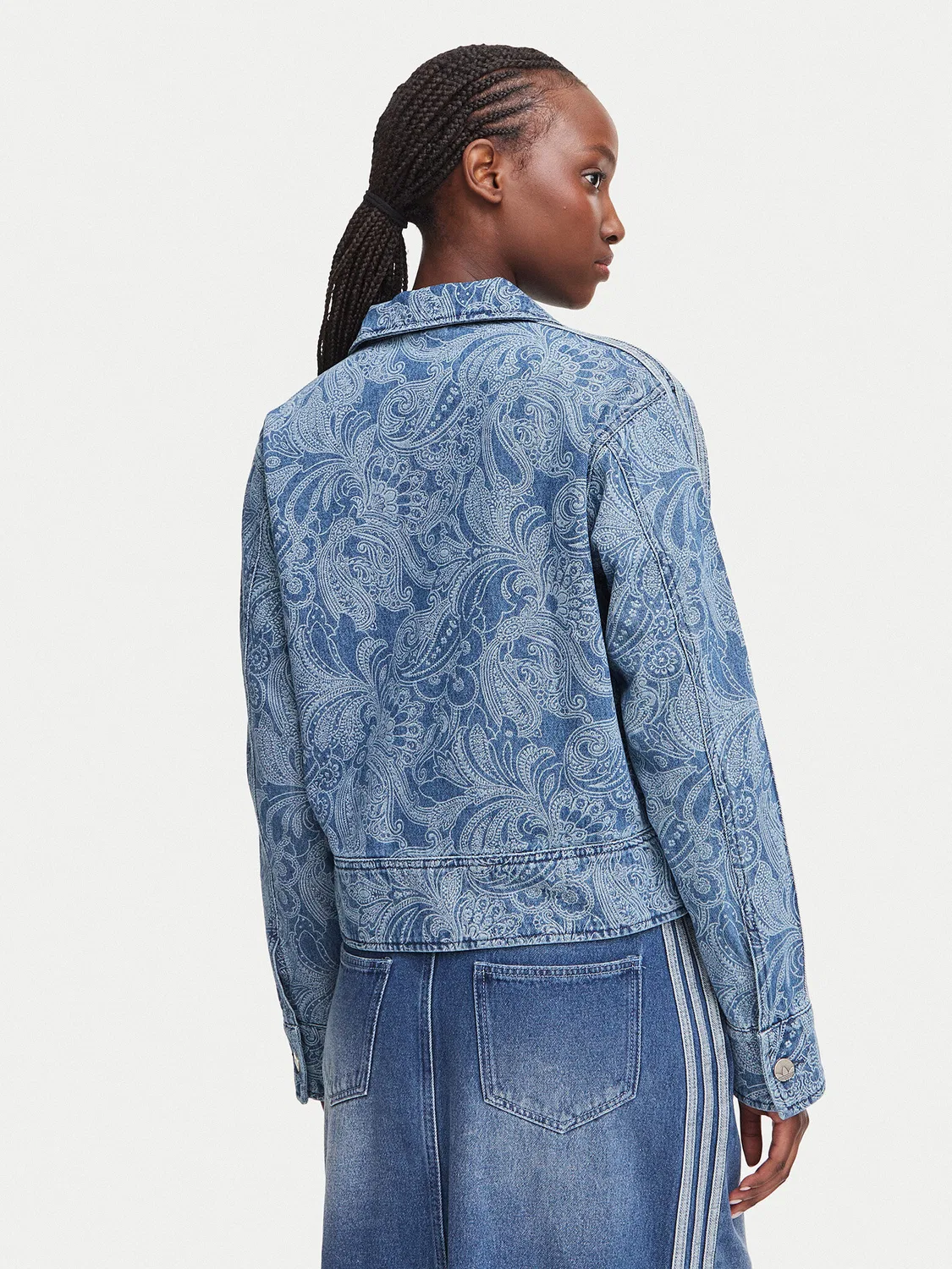 Женская джинсовая куртка стандартного кроя Liberty London Firebird Denim Tracktop Adidas, синий — фото 3