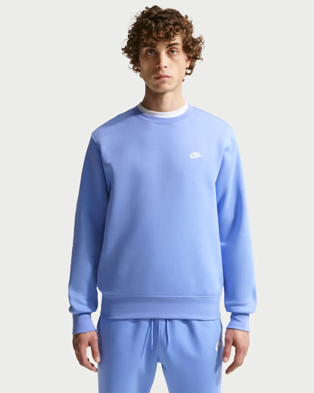 Мужская флисовая футболка с круглым вырезом Nike Club, Royal Pulse/White
