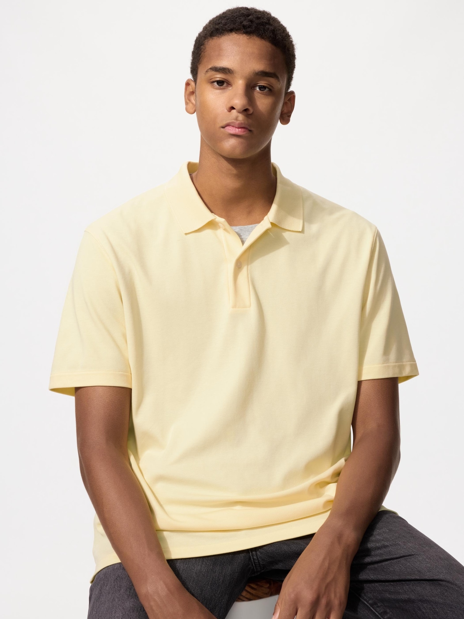 Футболка-поло Uniqlo AIRism Cotton Pique Unisex, 42 желтый — фото 2