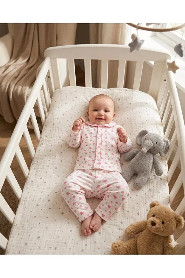 Детский комплект из 2 предметов с принтом Heart Figured Anne Dokunuşu Gibi Kuzum Bebe, Yellow With Cat — фото 4
