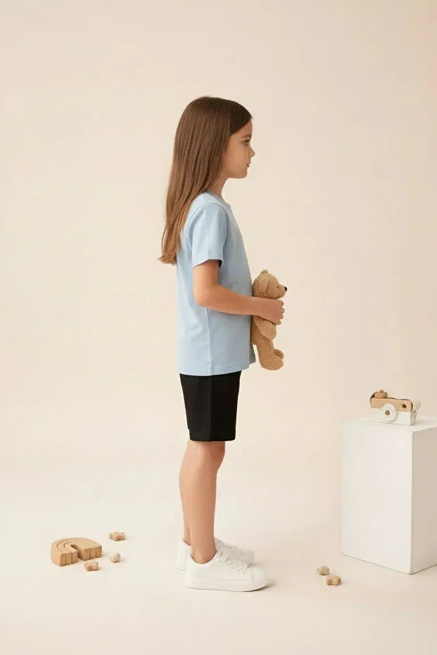 Детский комплект футболки и шорт для девочек Sportivea, Baby Blue-Black — фото 4