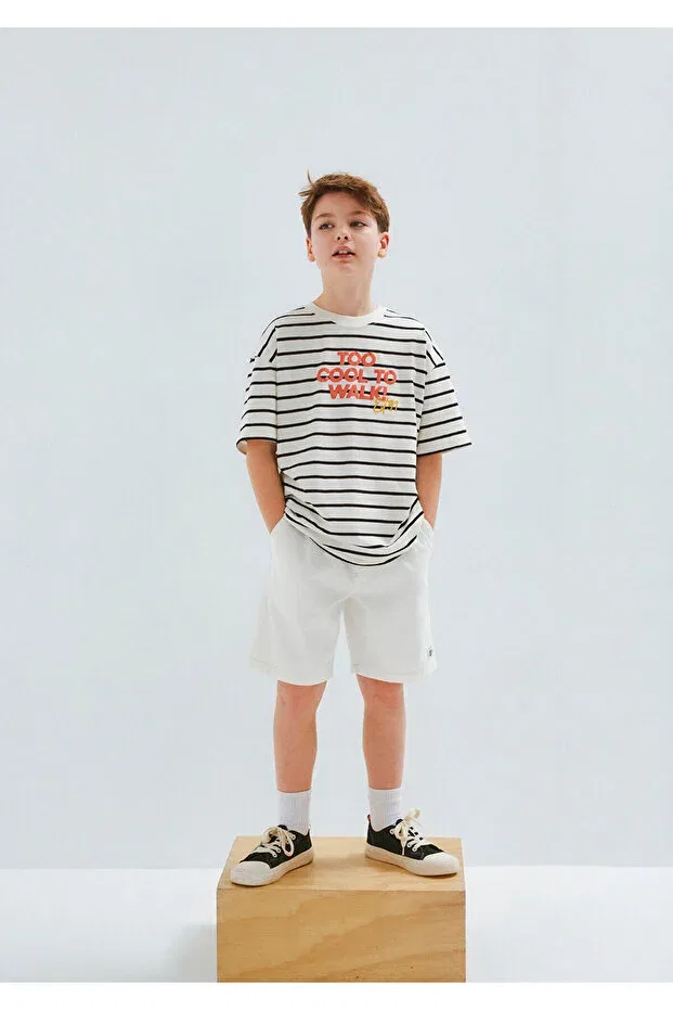 Детская футболка с принтом Oversize Wide Cut Mavi, White