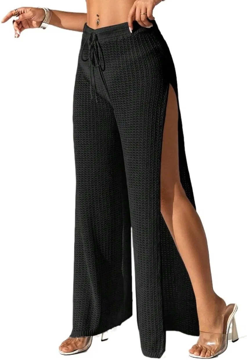 Женская пляжная накидка с боковым разрезом, Loose Fit, Black
