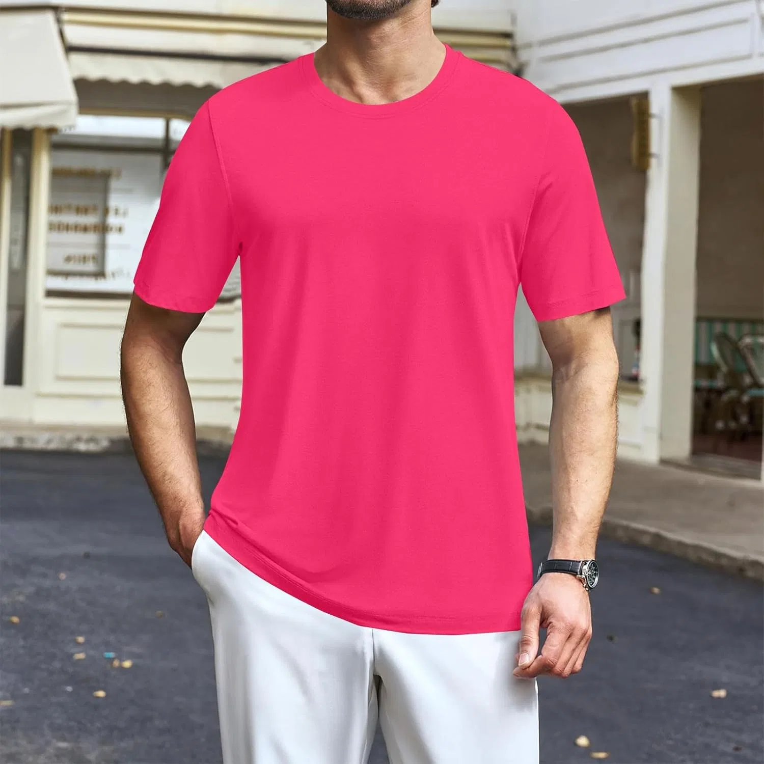 Мужская футболка с круглым вырезом, Lightweight, Hot Pink — фото 3