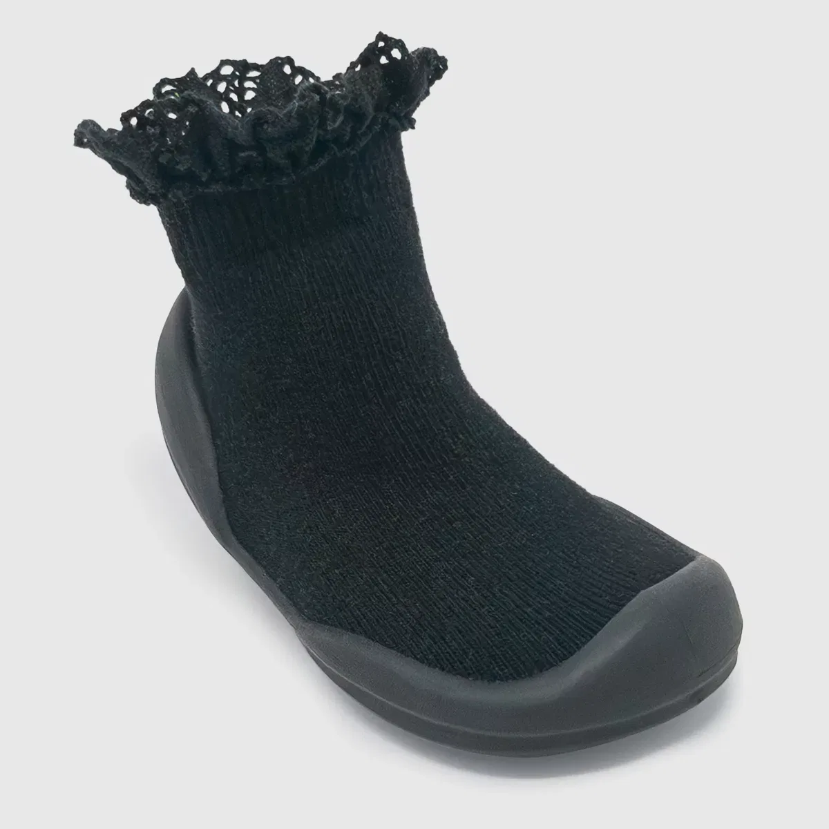 Детские кеды для девочек с кружевной отделкой Komuello, Black