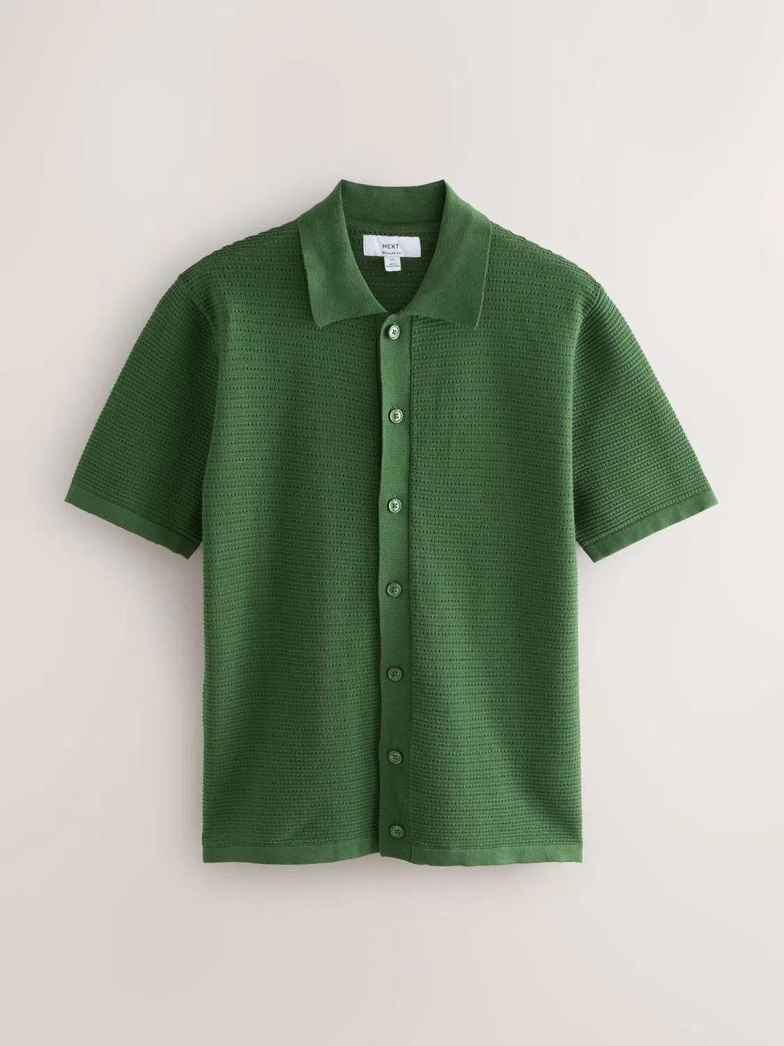 Next Зеленый/белый комплект из 2 трикотажных рубашек и шорт с текстурой — фото 4