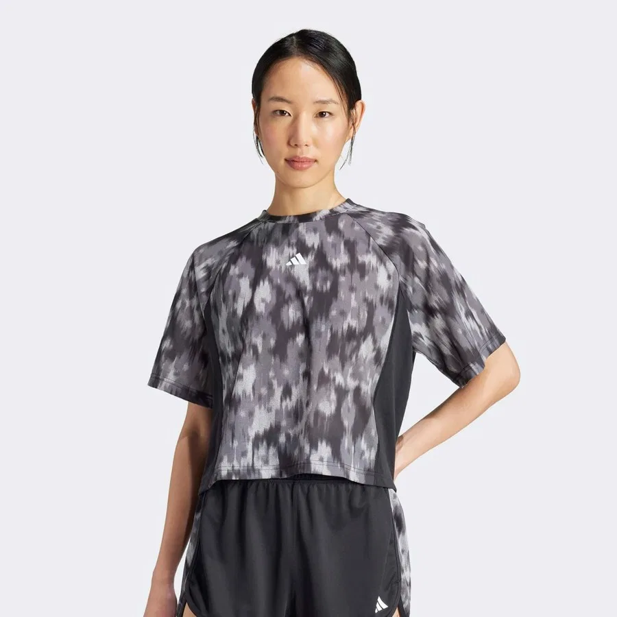Женская футболка с принтом Allover Print Flower adidas, Серый