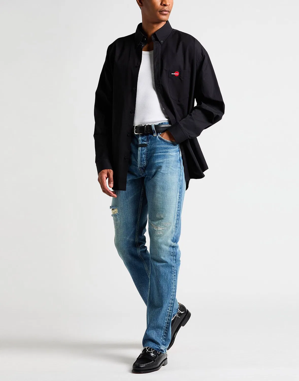 Мужские зауженные джинсы из хлопка Fear Of God, синий — фото 2