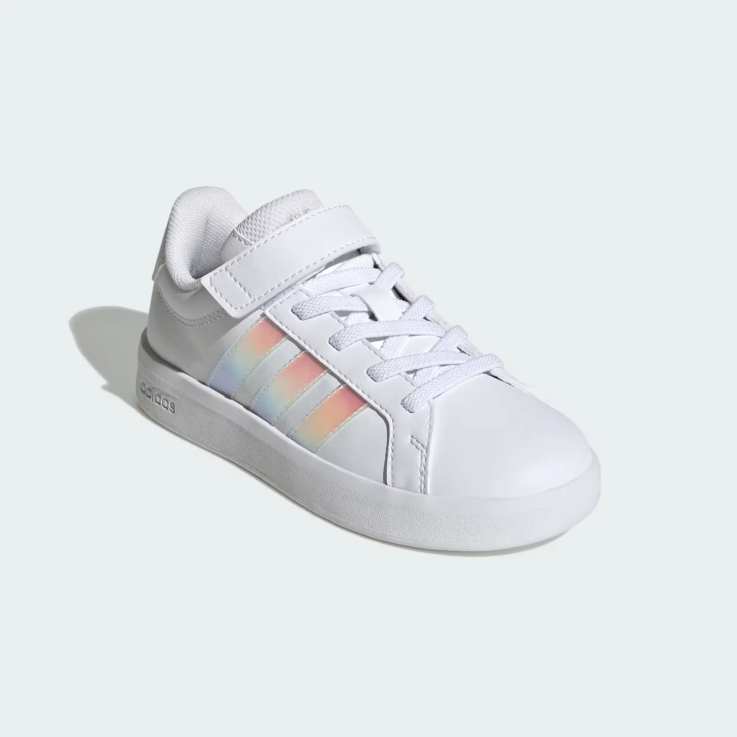 Детские кроссовки на эластичной шнуровке Grand Court 3.0 EL C Adidas Sportswear, белый/переливающийся — фото 4