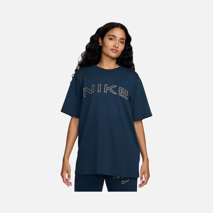 Футболка женская свободного кроя с принтом Sportswear Phoenix Graphic Loose Short-Sleeve Nike, Темно-синий — фото 3