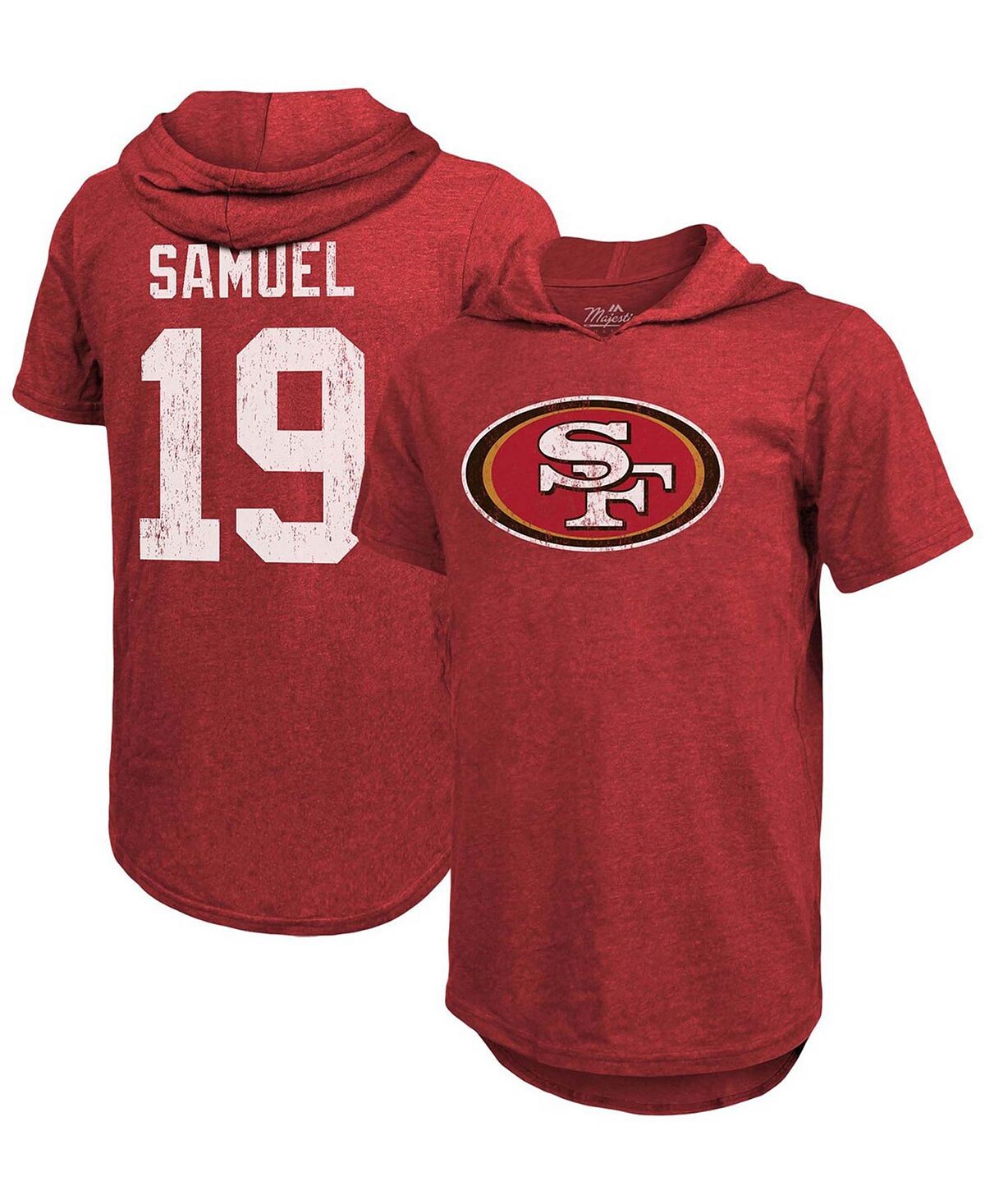 

Мужская футболка с капюшоном deebo samuel scarlet san francisco 49ers с именем и номером tri-blend Fanatics