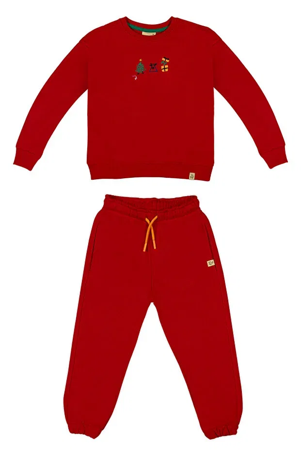 Детские спортивные штаны для девочек с принтом Children'S new year jogger tracksuit Beetlebeez, Red — фото 4