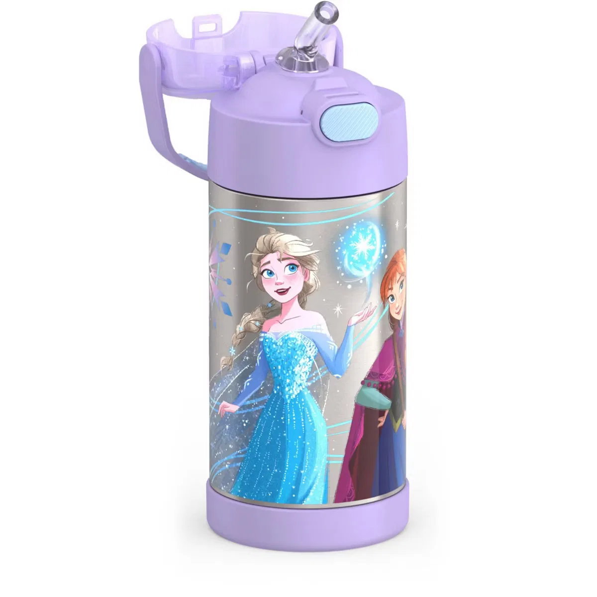 Детская бутылка для воды 350 мл из нержавеющей стали с трубочкой FUNtainer Thermos, Frozen Lavender — фото 4