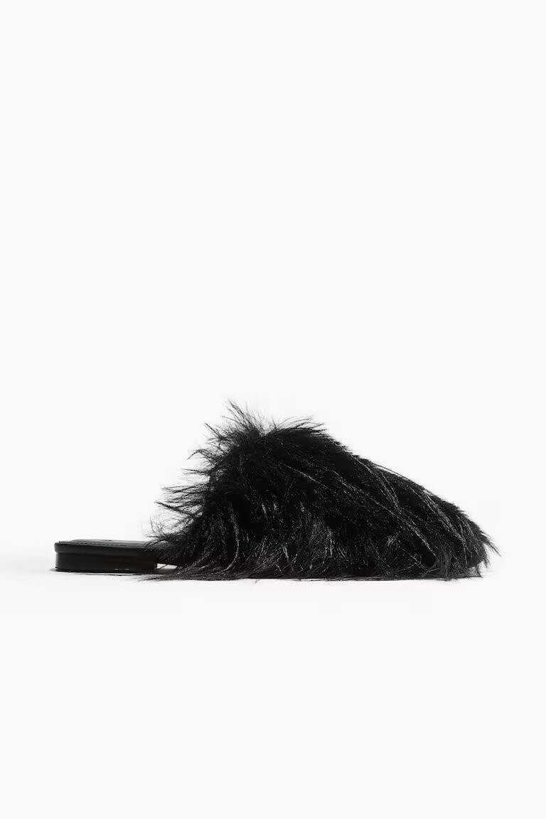 

Шлепанцы H&M A/W 2024 Fluffy Mules, черный