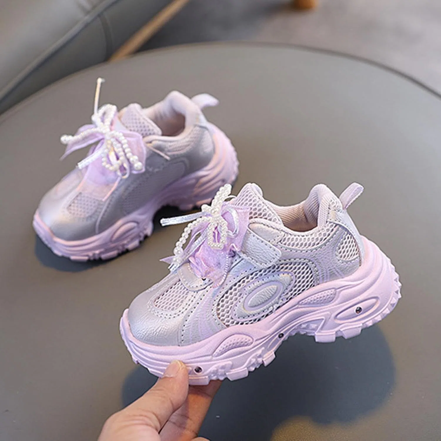 Детские кроссовки для девочек с нескользящей подошвой IWIHMIV, Purple — фото 3