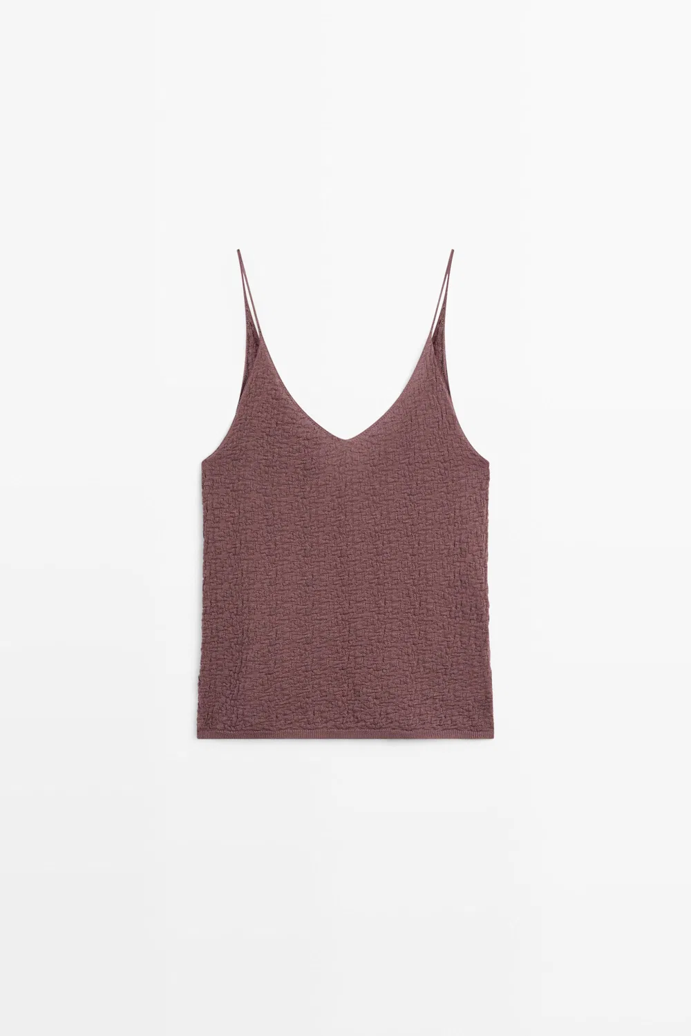 Топ Massimo Dutti, хлопковый фактурный топ на бретелях, розовый — фото 3
