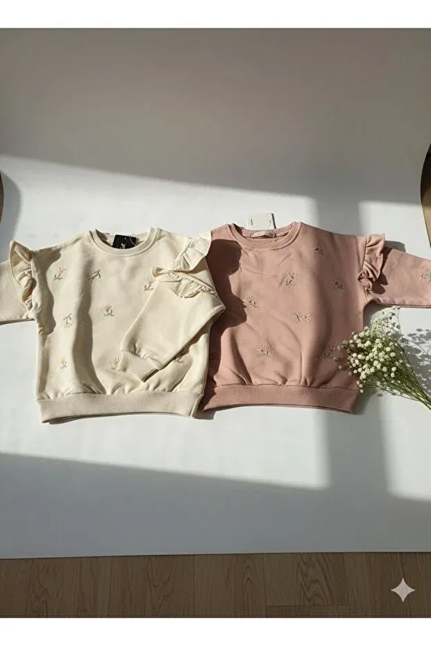 Детские свитшот для девочек с цветочным принтом Pini Co, Nude Color — фото 3
