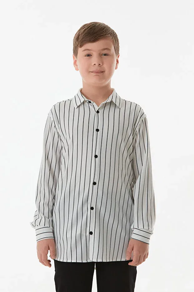 Детская рубашка для мальчиков в полоску Fulla Moda, White
