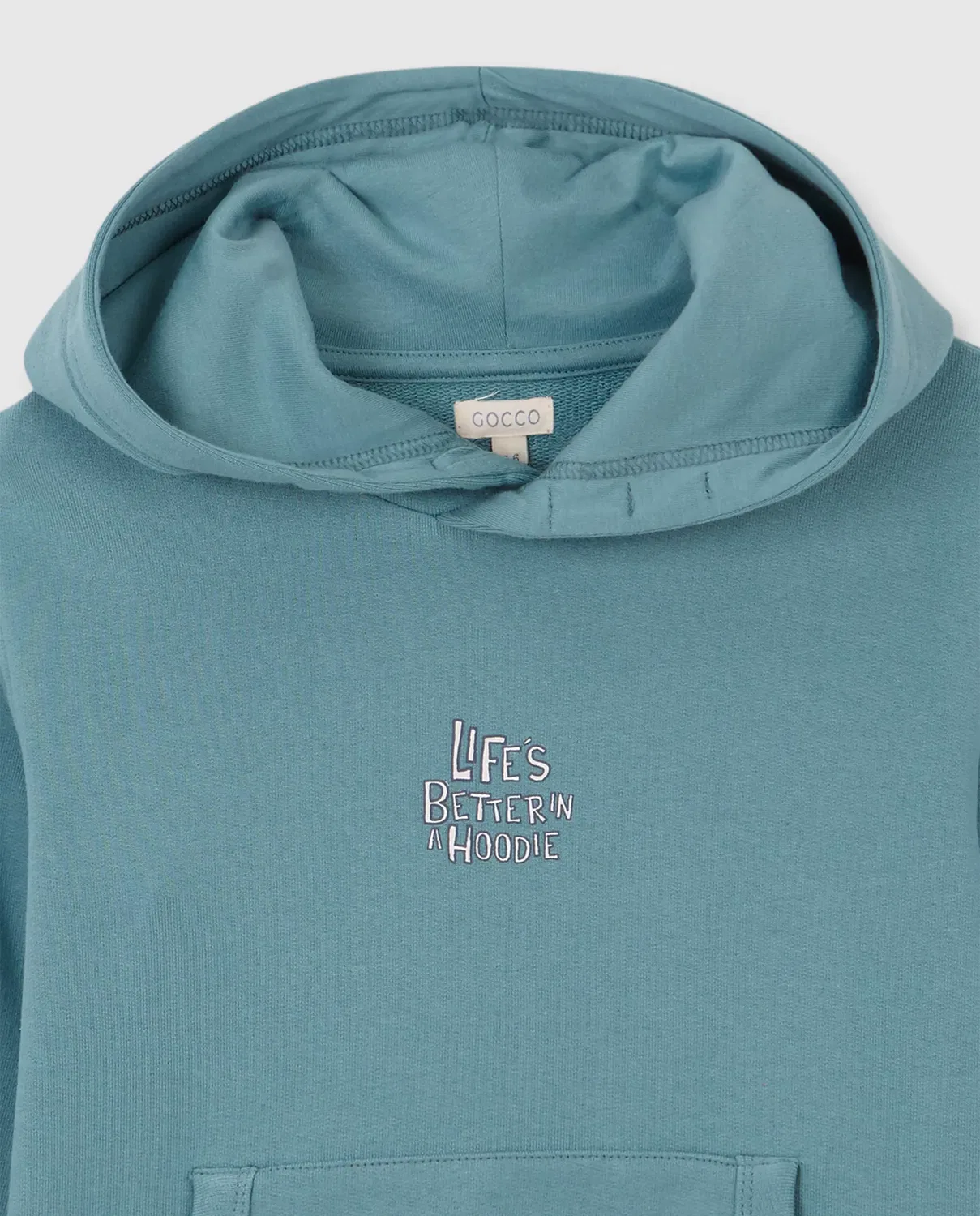 Детская худи для мальчиков с принтом Life's Better In A Hoodie Gocco, Azul Claro — фото 4