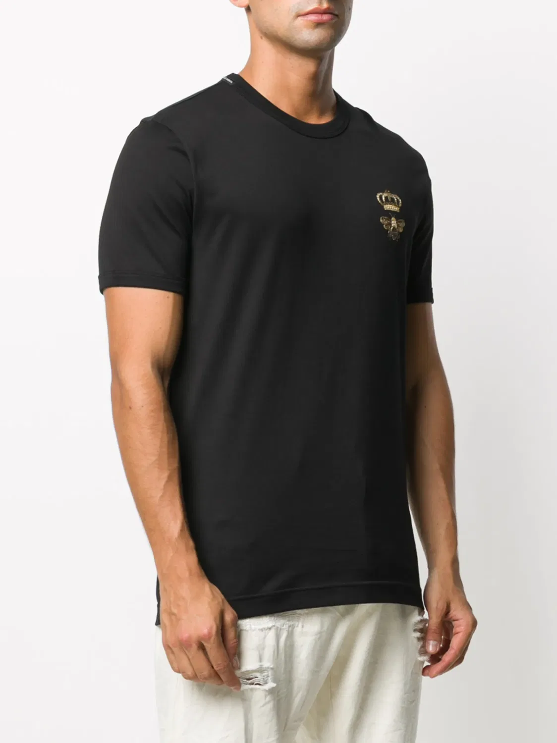 Эмблемированная хлопковая футболка Dolce & Gabbana, черный — фото 4