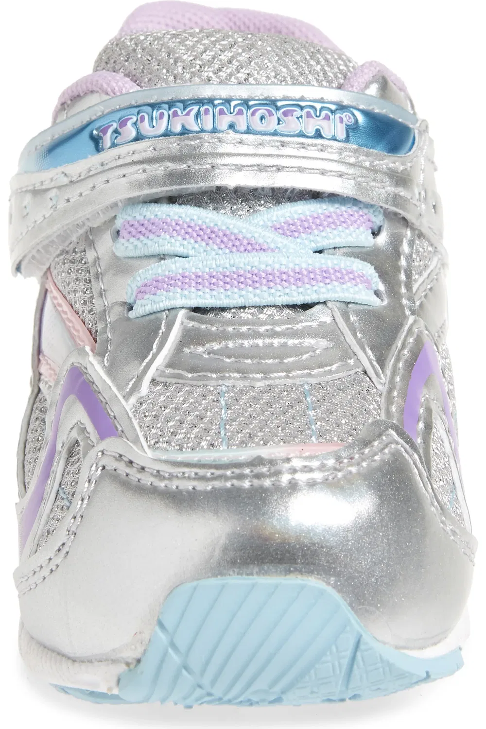 Кроссовки детские блестящие легкие Glitz Washable Tsukihoshi, Silver/Lavender — фото 4