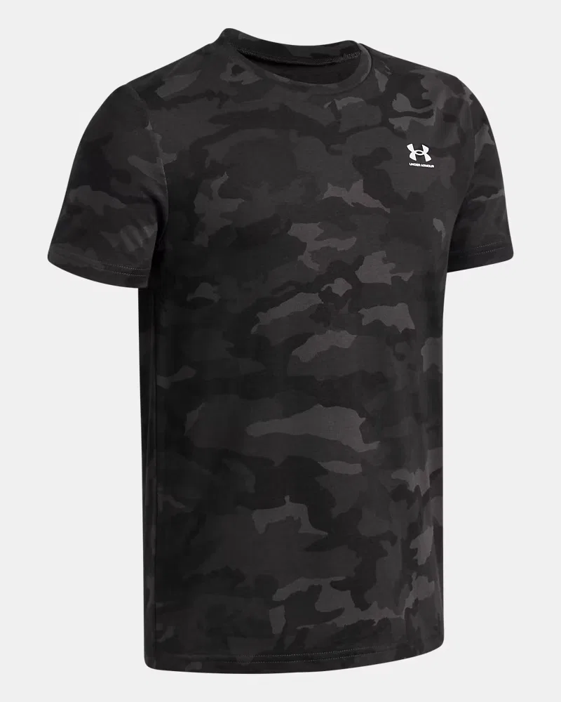 Футболка для мальчиков быстросохнущая UA Camo Printed UnderArmour, Black/White — фото 3