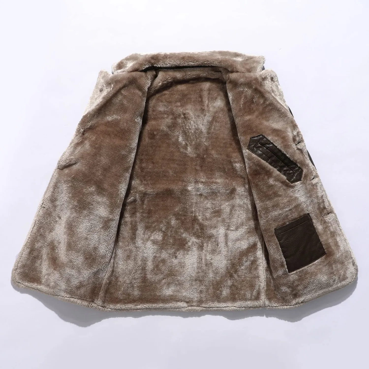 Мужская куртка из экокожи с воротником-стойкой Retro Winter Jacket, Zzzz06-Brown — фото 4