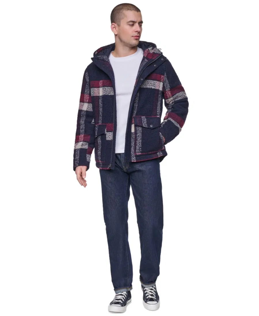 Куртка с капюшоном, фланелевая, из шерстяного бленда Levi's, Port/Navy Plaid — фото 2