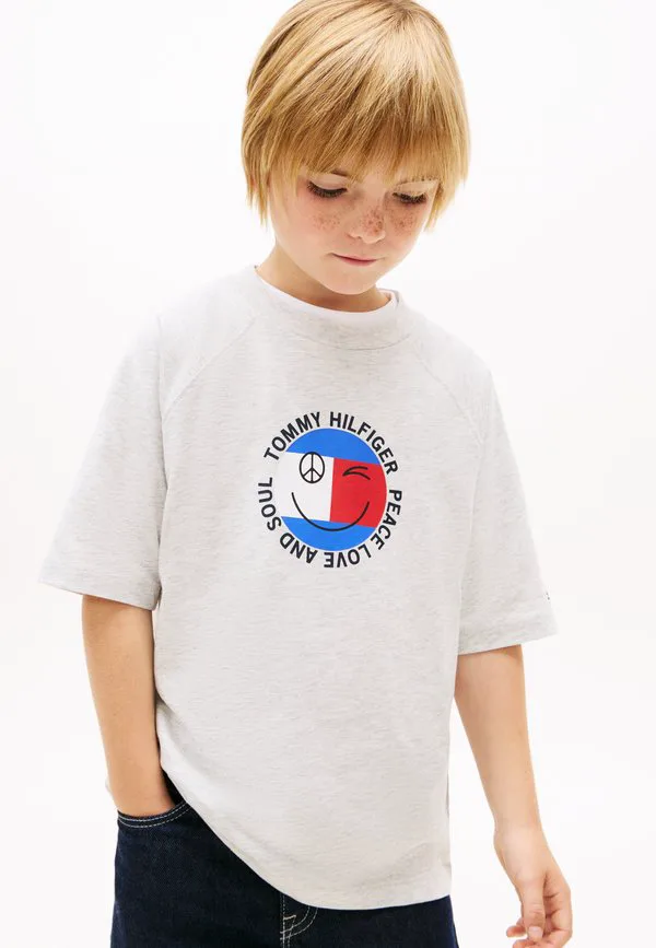 Футболка с принтом в виде флага-смайлика Tommy Hilfiger, Light Grey Heather