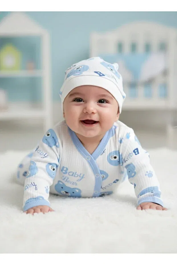 Детское боди-комплект для новорожденных хлопковый с принтом Koala Printed Bereli Baby Buufuu, Blue — фото 2
