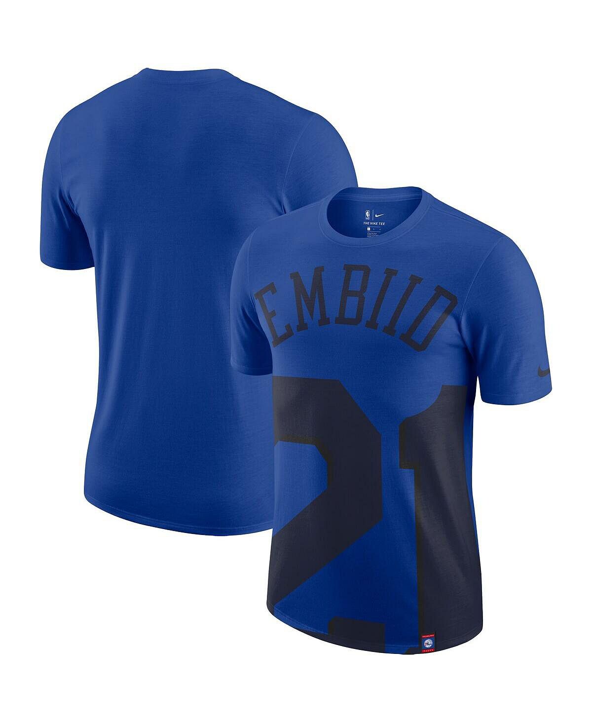 Мужская футболка большого размера joel embiid royal philadelphia 76ers с именем и номером Nike — фото 3