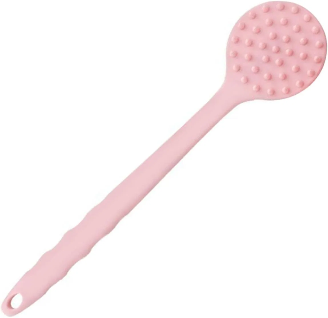 Щетка для тела силиконовая с длинной ручкой STOBAZA, 1 шт, 35.5 см, Rosa