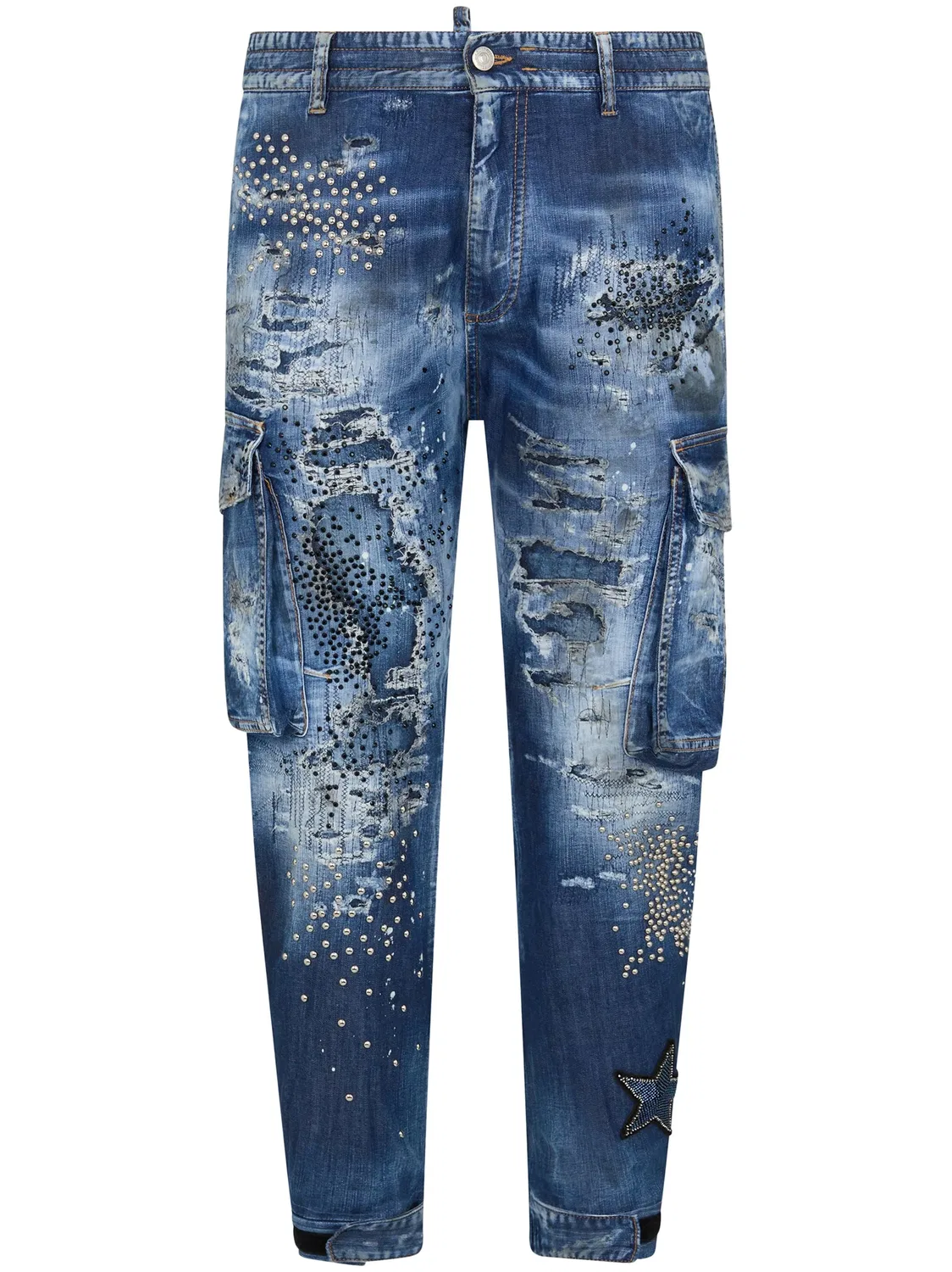 Украшенные карго-джинсы DSQUARED2, индиго