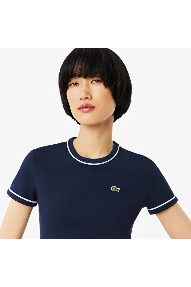 Футболка Lacoste Navy Blue, приталенный крой, темно-синий — фото 2