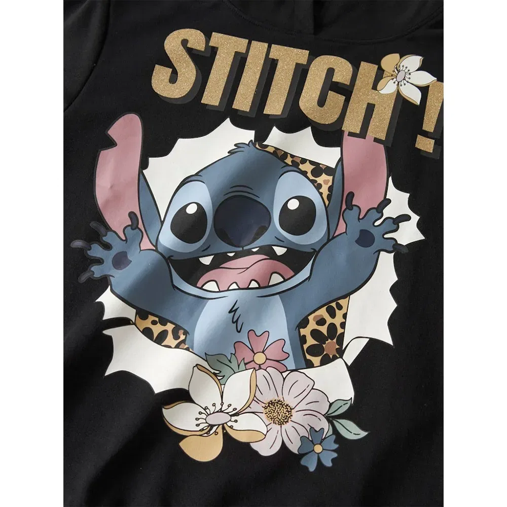 Детское худи для девочек с принтом Jynda Stitch Name it, Black — фото 4
