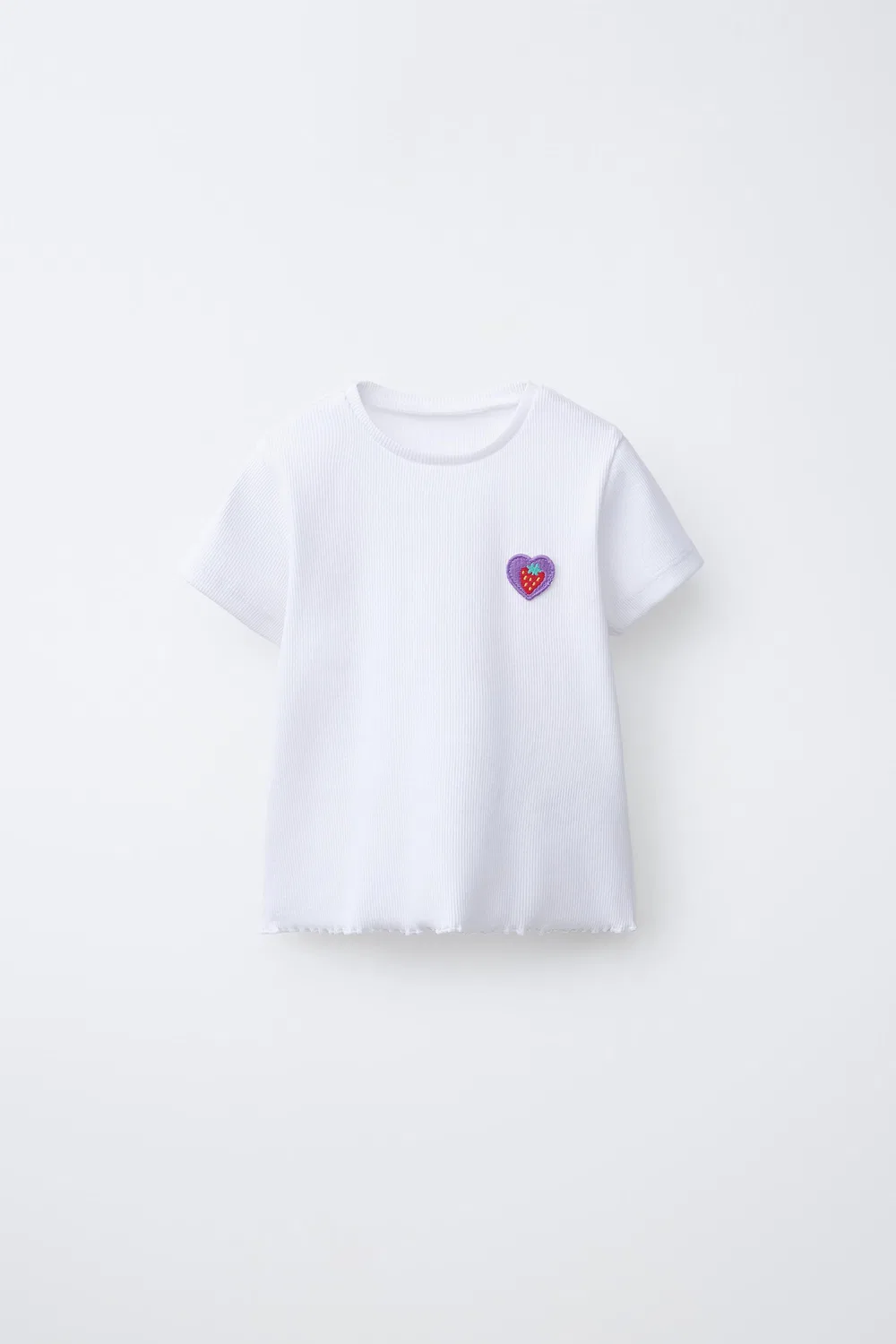 Ребристая футболка с нашивкой ZARA, White