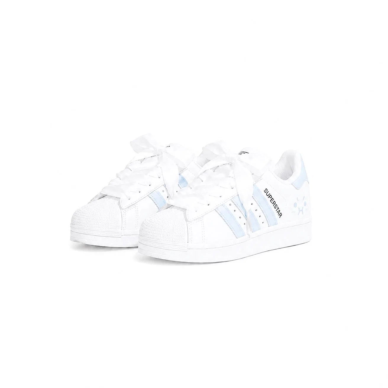 Детские кеды для скейтбординга с принтом Superstar Adidas, White Blue — фото 4