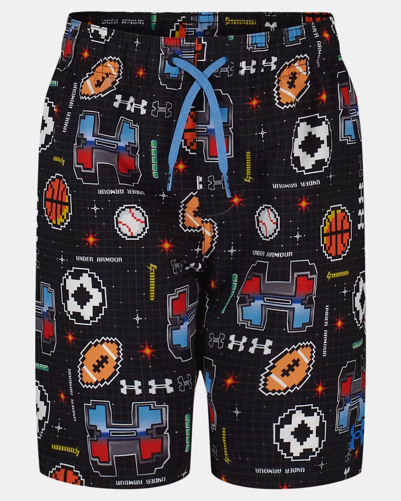 Шорты для плавания 15 см водоотталкивающие UPF 50+ UA Gamer Mode UnderArmour, Black/Ceylon