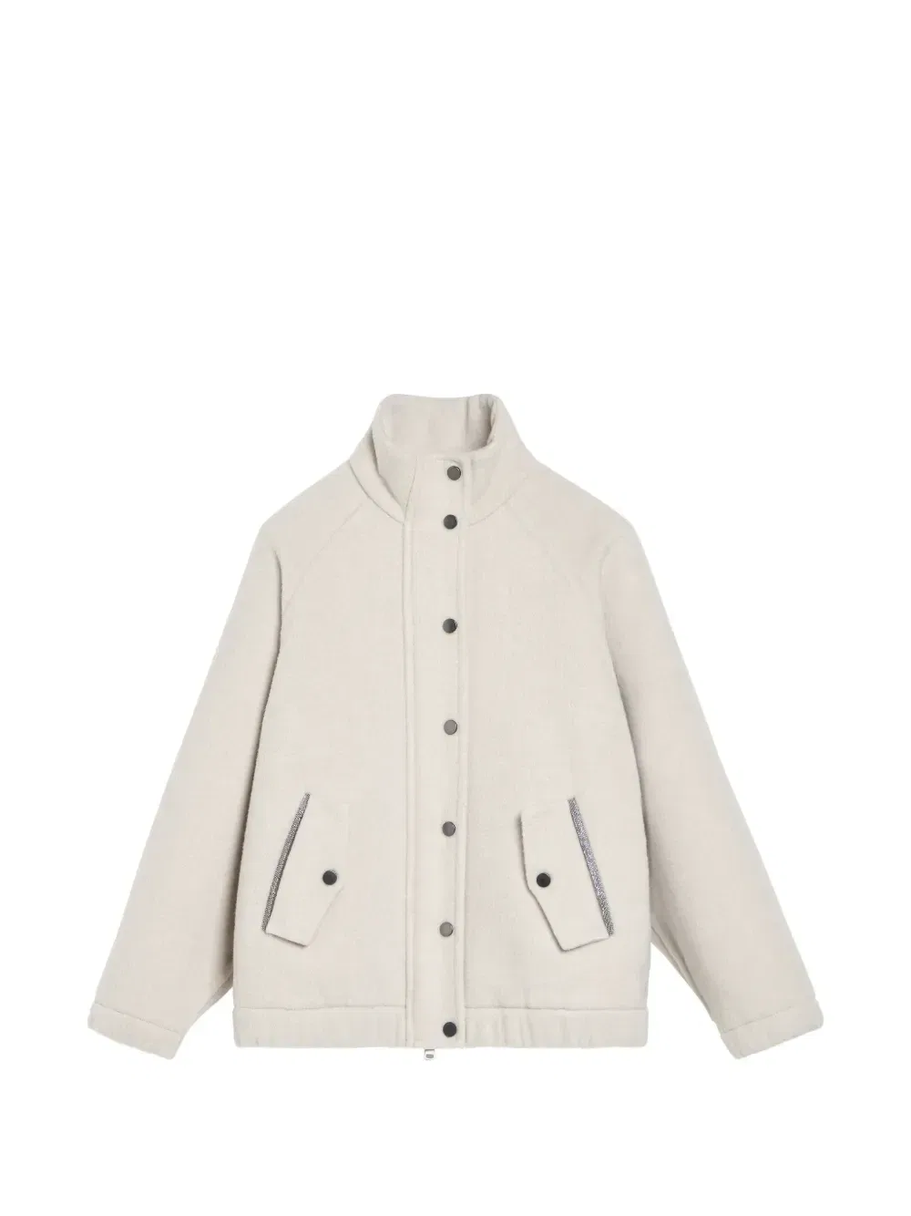 Пальто из вирджинской шерсти и кашемира с декором Monili Brunello Cucinelli Kids, бежевый