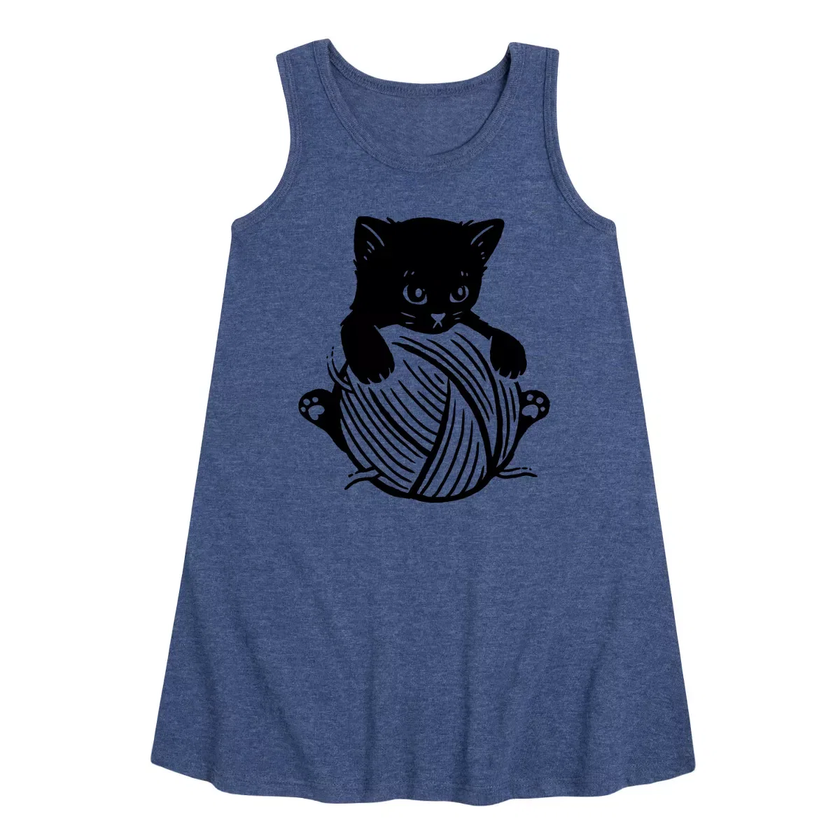 Детское платье-трапеция без рукавов Cat Yarn Kid Instant Message, Heather Navy