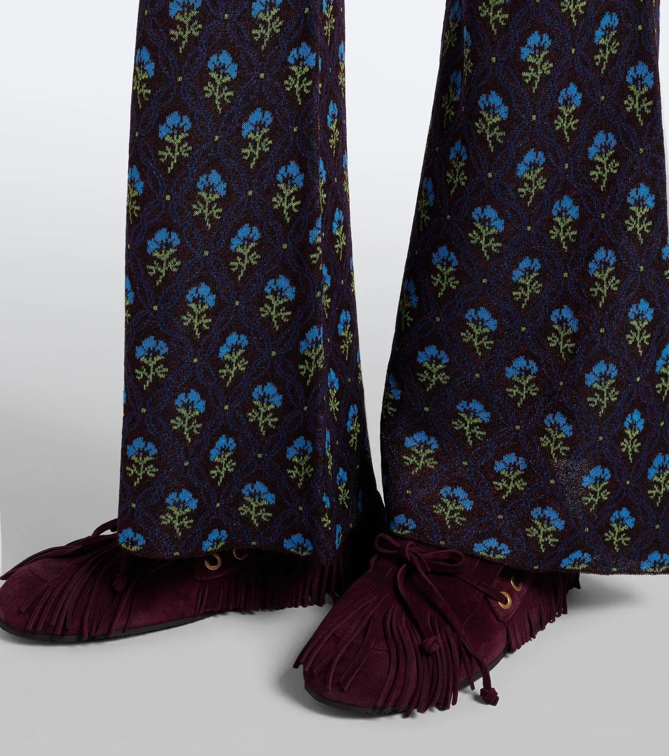 Брюки-клеш с жаккардовым узором Etro, бордовый — фото 4