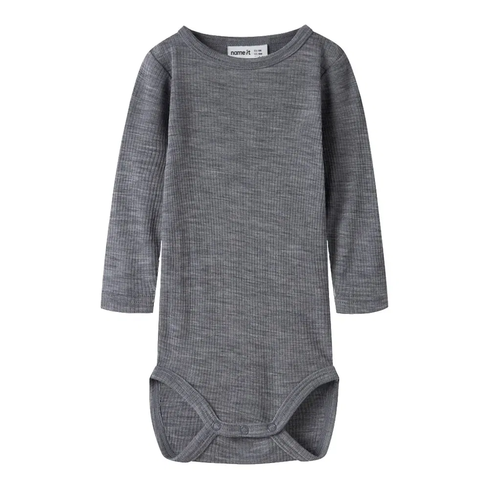 Детский боди с длинным рукавом Wool Rib Name it, Grey