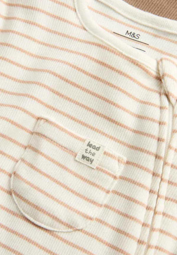 Комплект из 3 спальных костюмов Rib Marks & Spencer, Oatmeal, овсяный — фото 2
