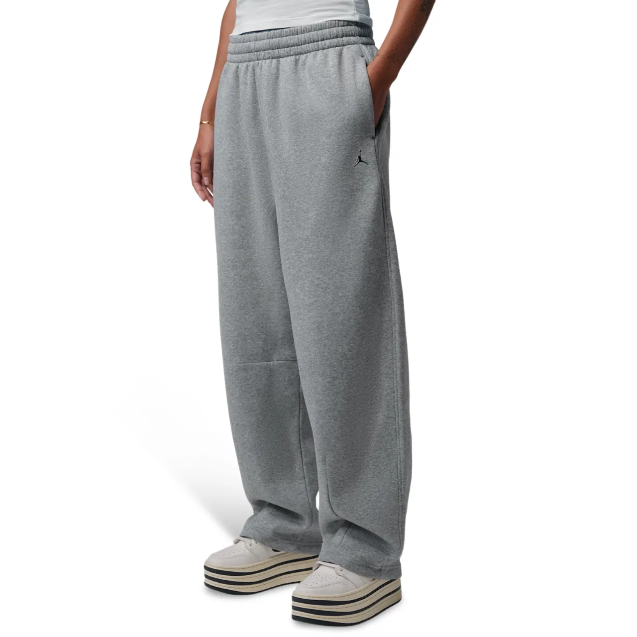 Женские брюки свободного кроя из футера с широкими штанинами Jordan Brooklyn Fleece, Dk Grey Heather
