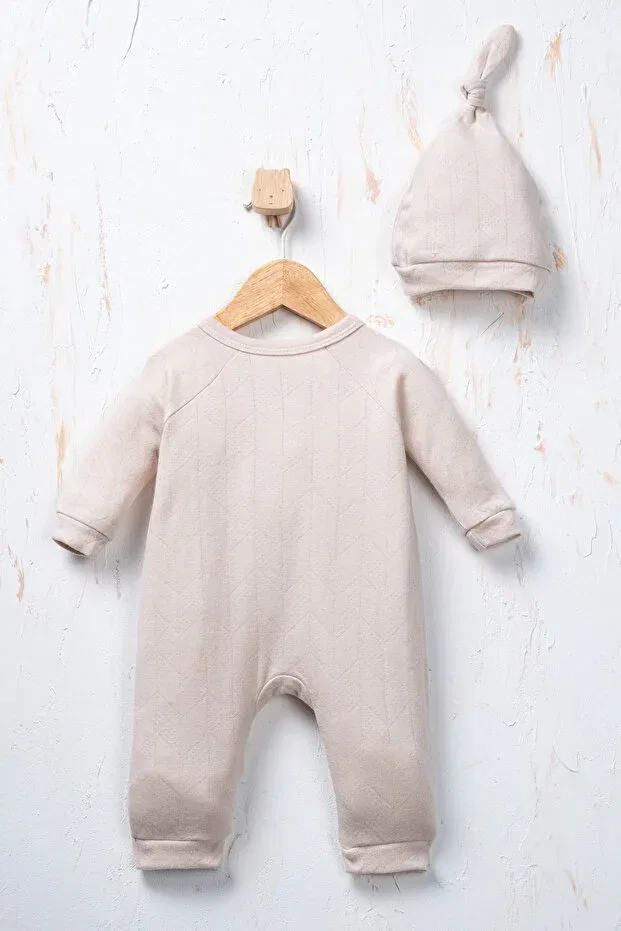 Детский комбинезон для новорожденных с принтом Lion and sloth embroidered diamond pattern, Rocha Baby, Ecru — фото 4
