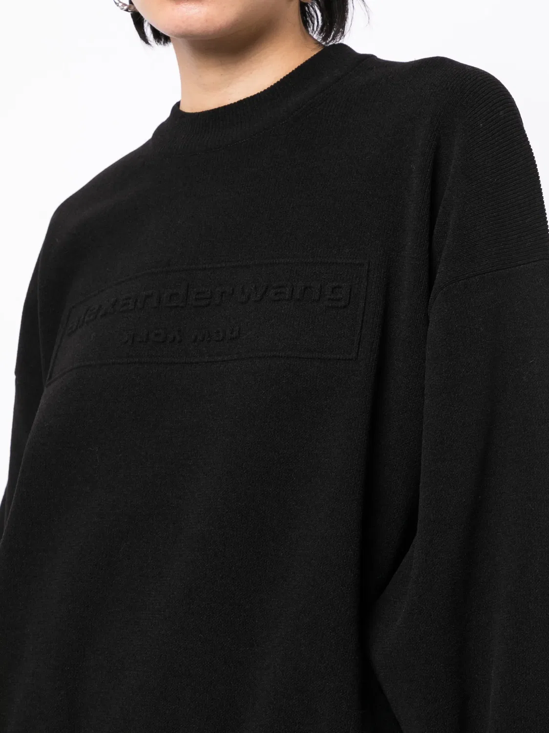 Свитер с лейблом и ребристой текстурой Alexander Wang, черный — фото 4